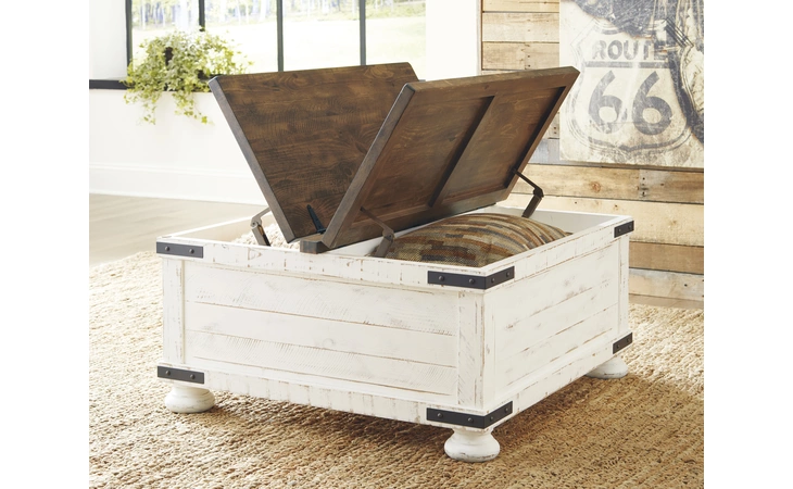 Wystfield COFFEE TABLE WITH STORAGE ASHLEY White/Brown T459-20