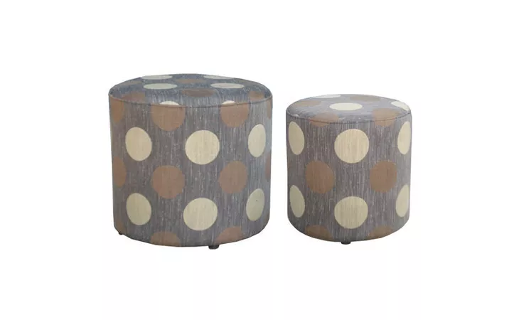 MY60301  SET OF 2 ROUND OTTOMANS (FLORAL)
