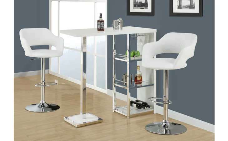 I2358  BARSTOOL - WHITE / CHROME METAL HYDRAULIC LIFT