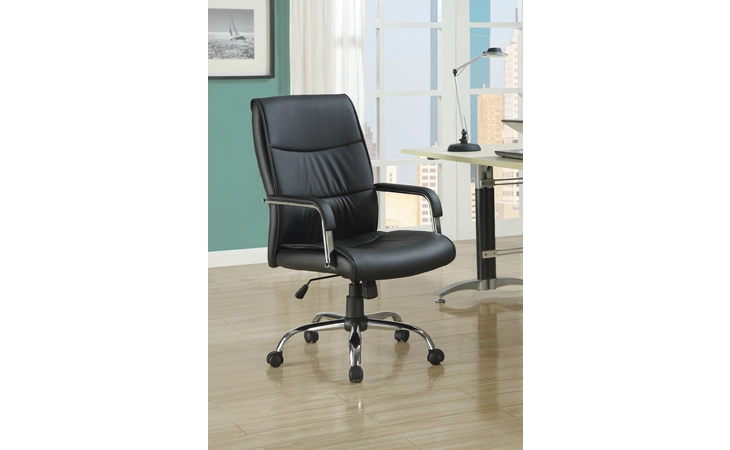 I4290  OFFICE CHAIR - BLACK LEATHER-LOOK FABRIC