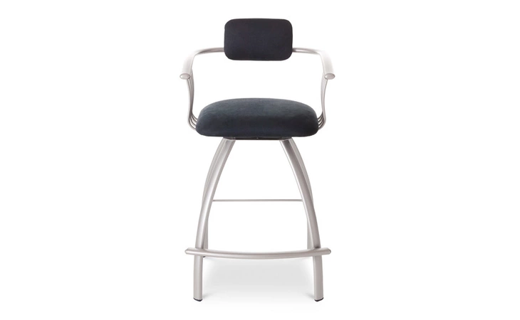 40494-34 Kris SWIVEL STOOL SPECTATOR HEIGHT KRIS UPHOLSTERED SEAT AND BACKREST WITH METAL ARMRESTS