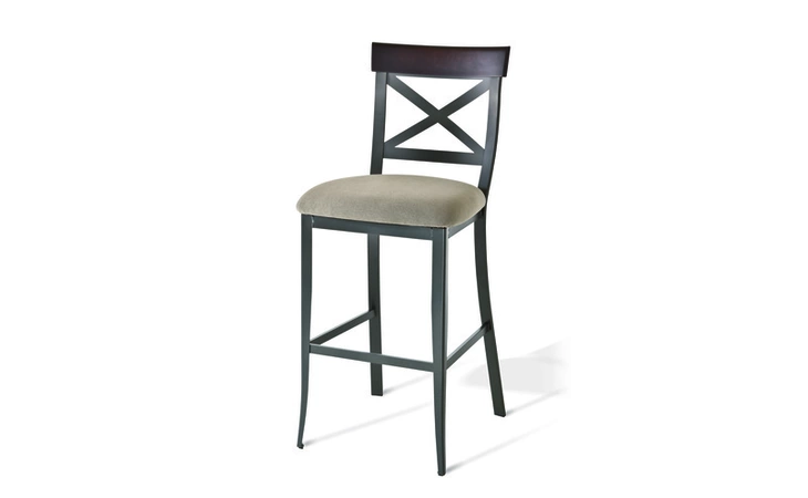 40224-30D Kyle NON SWIVEL STOOL BAR HEIGHT KYLE DISTRESSED SOLID WOOD SEAT AND ACCENT WITH METAL BACKREST