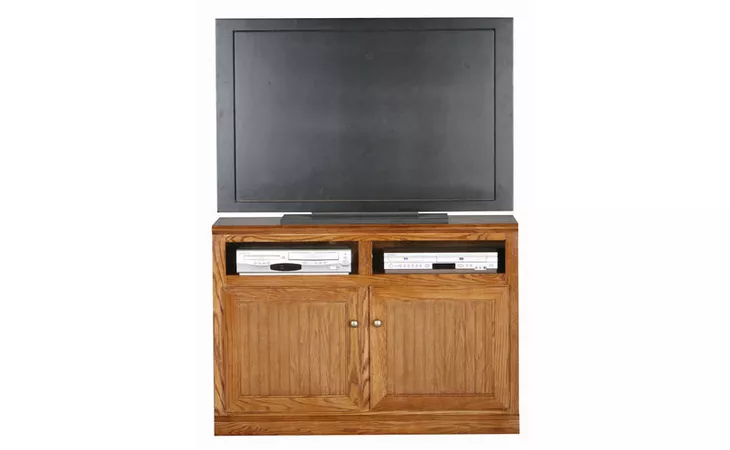 47844  45 ENTERTAINMENT CONSOLE, 2 BEAD BOARD DOORS, DECORATIVE MOLDING, PLAIN BASE*GLASS*NG*FINSISH*CC, DK, LT, MD, SO, UN, CR, CM