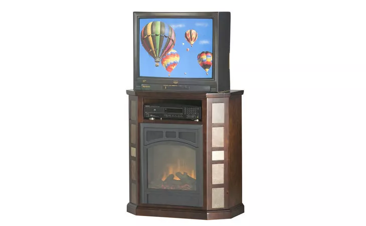  32 CORNER ENTERTAINMENT CONSOLE WITH FIREPLACE, (CORNER OUT 22 3 4), OPEN STORAGE ABOVE FIREPLACE, TILED SIDES, PLAIN BASE*GLASS*NG*FINSISH*BK, CC, CO, CM, CR, EC, GO, HG, IV, SW, UN, WH EAGLE  52724
