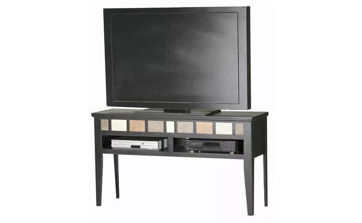  56 OPEN ENTERTAINMENT CONSOLE, TILE ACCENTS, STRAIGHT LEG BASE*GLASS*NG*FINSISH*BK, CC, CO, CM, CR, EC, GO, HG, IV, SW, UN, WH EAGLE  62655