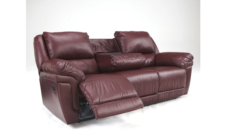 7610089 Leather REC SOFA W DROP DOWN TABLE