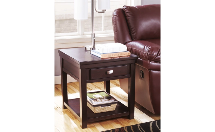 Hatsuko - Dark Brown RECTANGULAR END TABLE/HATSUKO ASHLEY Rectangular End Table T864-3