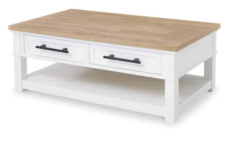 Ashbryn RECTANGULAR COFFEE TABLE ASHLEY White/Natural T844-1