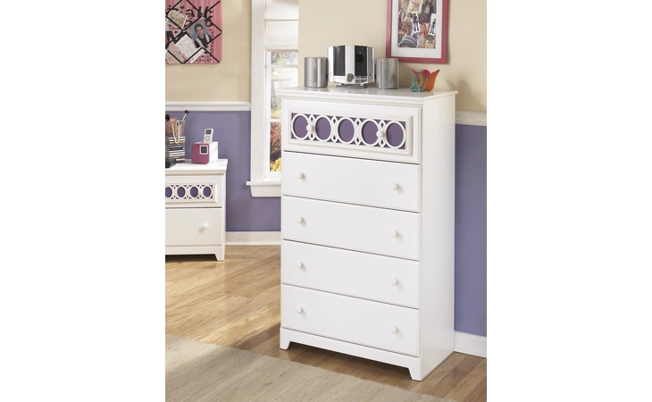 B131-46 ZAYLEY FIVE DRAWER CHEST ZAYLEY WHITE