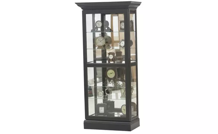 48319 TALL SLIDING DOOR CURIO, MIRROR BACK, 5 GLASS SHELVES, PLAIN BASE*GLASS*PL*FINSISH*BK, CC, CO, CM, CR, EC, GO, HG, IV, SW, UN, WH EAGLE  48319