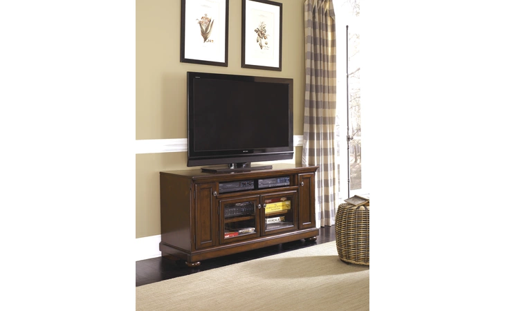 W697-38 PORTER - RUSTIC BROWN LARGE TV STAND PORTER