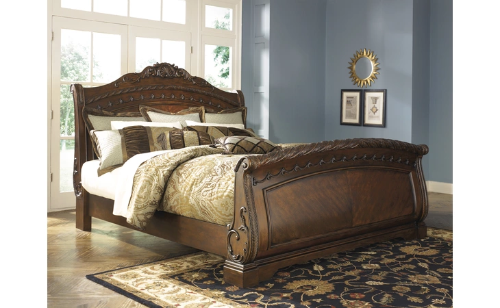 North Shore QUEEN SLEIGH RAILS ASHLEY Dark Brown B553-75