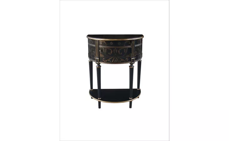 DS-517108  BLACK HAND PAINTED HALF ROUND TABLE