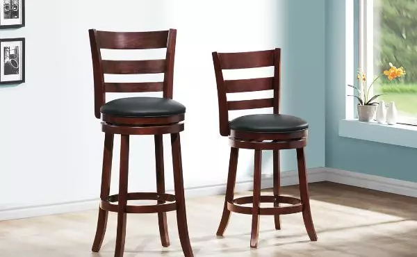 1144E-24S 24IN SWIVEL STOOL BLACK PU 1PC/CTN LADDER BACK MAZIN FURNITURE  1144E-24S