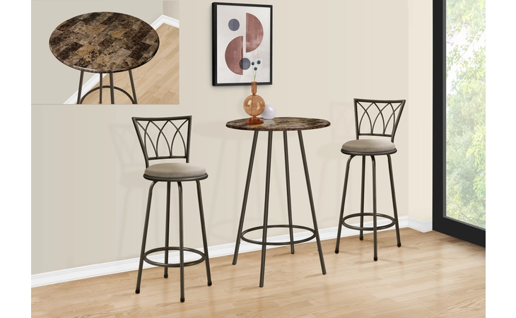 I2310 HOME BAR - 30 DIA - ESPRESSO MARBLE - COFFEE METAL MONARCH SPECIALTIES  I2310
