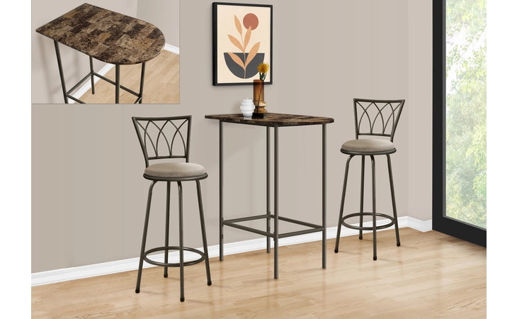 I2315 HOME BAR - 24 X 36   - ESPRESSO MARBLE - METAL MONARCH SPECIALTIES  I2315
