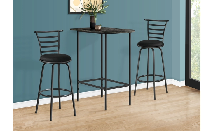 I2325 HOME BAR - 24 X 36  - GREY MARBLE - CHARCOAL METAL MONARCH SPECIALTIES  I2325