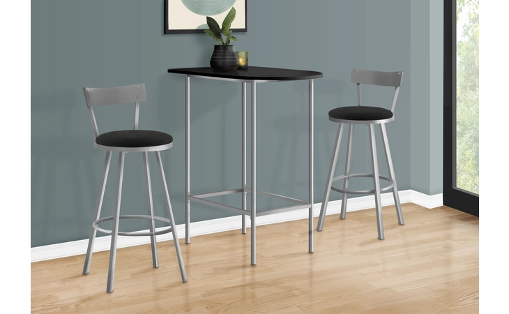I2335 HOME BAR - 24 X 36  - BLACK - SILVER METAL SPACESAVER MONARCH SPECIALTIES  I2335