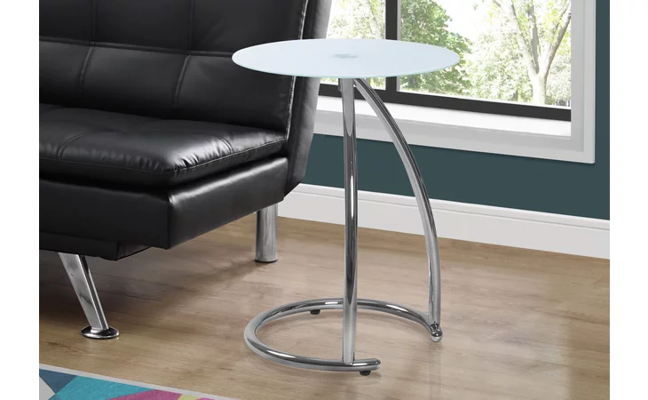 I3003
  ACCENT TABLE - CHROME METAL WITH FROSTED TEMPERED GLASS