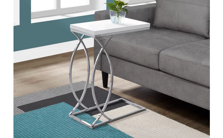 I3184 ACCENT TABLE - GLOSSY WHITE WITH CHROME METAL MONARCH SPECIALTIES  I3184