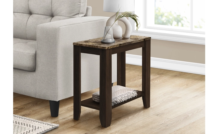 I3114  ACCENT TABLE - ESPRESSO / MARBLE TOP