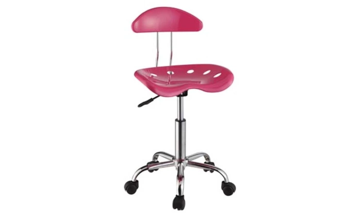 207-257  PINK & CHROME ADJUSTABLE HEIGHT ROLLING CHAIR - 2 PCS IN 1 CARTON