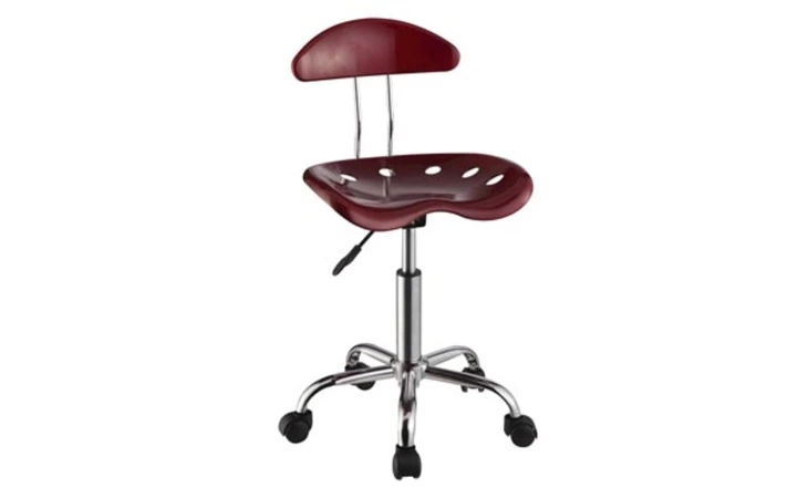 210-257  DARK RED & CHROME ADJUSTABLE HEIGHT ROLLING CHAIR - 2 PCS IN 1 CARTON