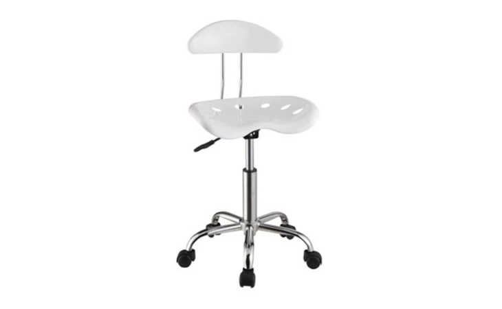 211-257  WHITE & CHROME ADJUSTABLE HEIGHT ROLLING CHAIR - 2 PCS IN 1 CARTON