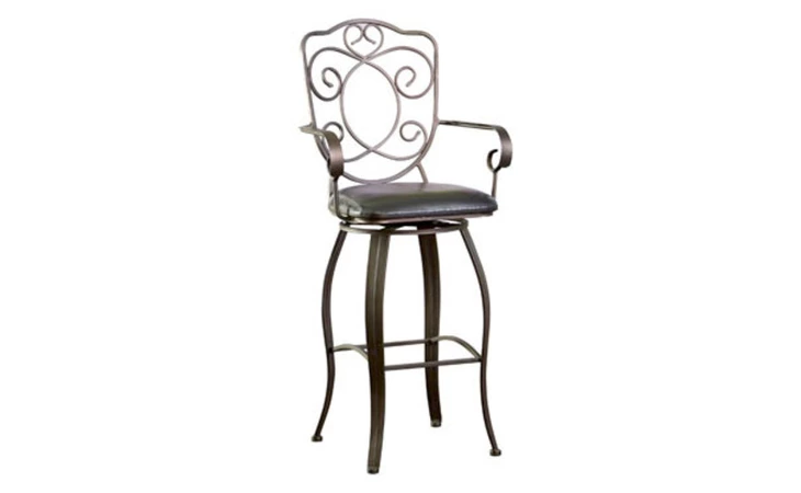 222-486  BRONZE WITH MUTED COPPER SCROLL BACK BAR STOOL, 30 SEAT HEIGHT