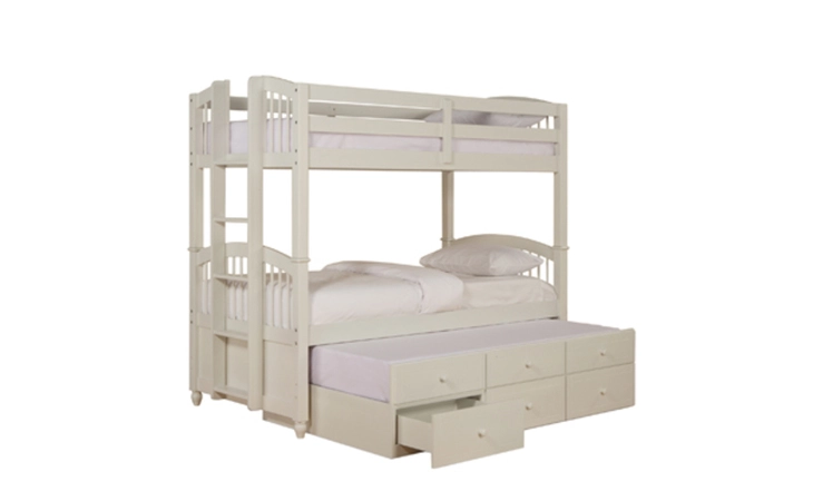 270-037M1  MAY TWIN TWIN BUNK BED WITH TRUNDLE & 3 DRAWERS - 270-037 + 270-078