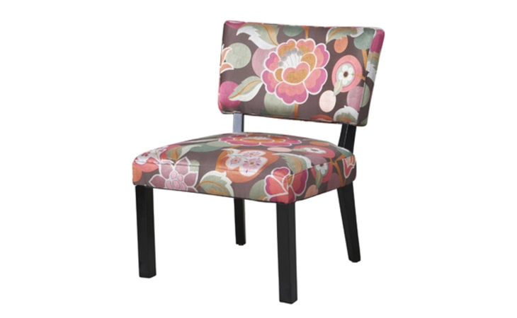 383-560  PINK & BROWN FLORAL ACCENT CHAIR