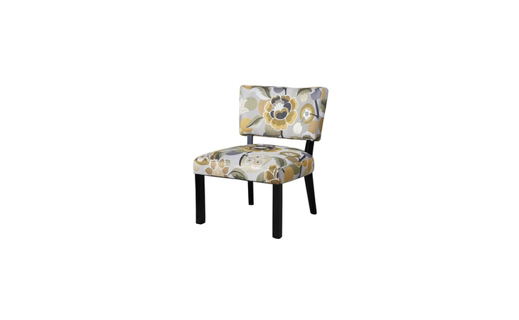383-631  YELLOW & GRAY FLORAL ACCENT CHAIR