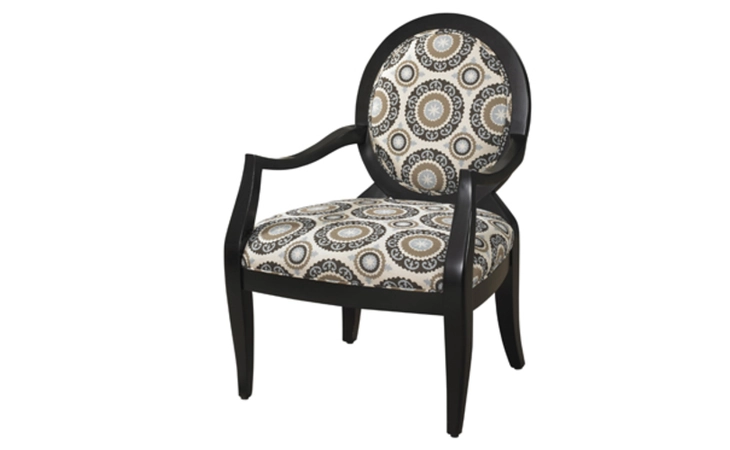 502-607  BLACK CHAIR WITH MIST FLORAL FABRIC