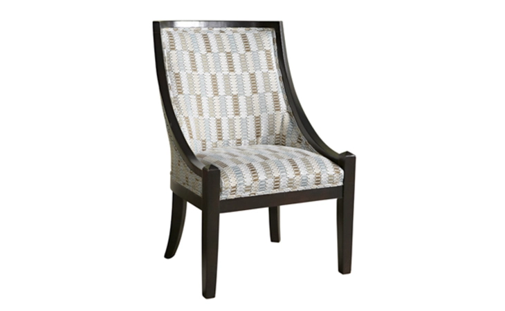 502-631  BROWN & BLUE PATTERNED HIGH BACK ACCENT CHAIR
