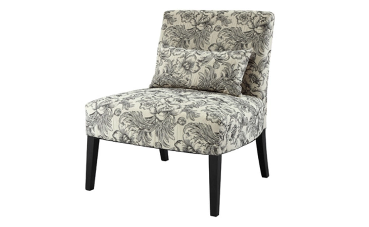 528-630  LILA ARMLESS CHAIR WITH BLACK AND WHITE FLORAL