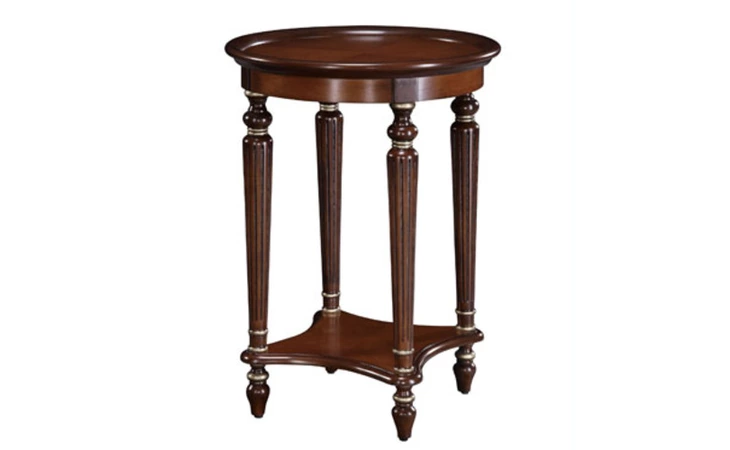 912-269  MASTERPIECE ACCENT TABLE WITH REEDED LEGS & VENEER TOP WITH WOOD GALLERY