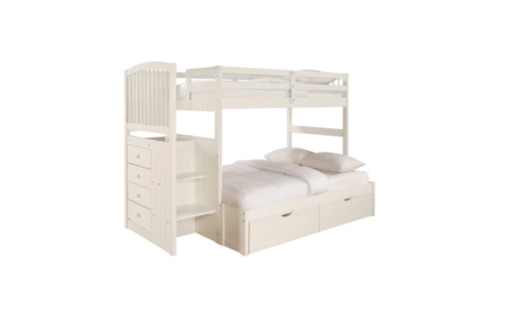 929-037M4  ANGELICA CHEST END STEP TWIN FULL BUNK BED WITH UNDERBED DUAL DRAWER STORAGE UNIT - 929-037 + 929-136 + 929-077