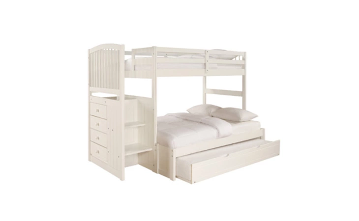 929-037M5  ANGELICA CHEST END STEP TWIN FULL BUNK BED WITH TWIN TRUNDLE - 929-037 + 929-136 + 929-078