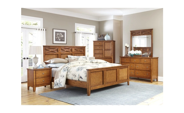 C2152A-QXO-XXOK OAK FINISH QUEEN HEADBOARD LIFESTYLE  C2152A-QXO-XXOK