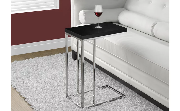 I3018  ACCENT TABLE - GLOSSY BLACK WITH CHROME METAL