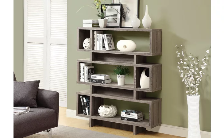 I3251  BOOKCASE - 55 H - DARK TAUPE MODERN STYLE