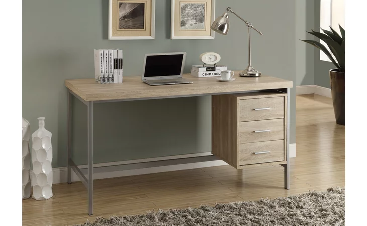 I7245  COMPUTER DESK - 60 L - NATURAL WITH SILVER METAL