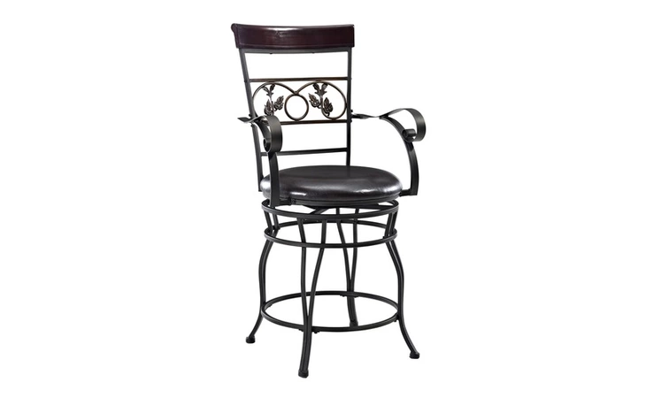 731-726  BIG & TALL SCROLL WITH LEAVES COUNTER STOOL WITH ARMS