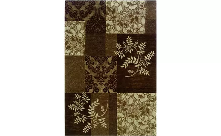 200-R0071-8  CHENILLE TAPIS PATCHWORK BROWN 8 X 10