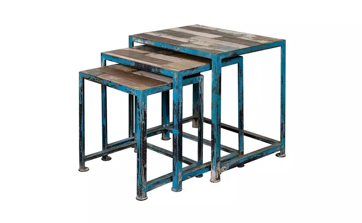 39511  SET OF THREE NESTING TABLES - RECLAIMED