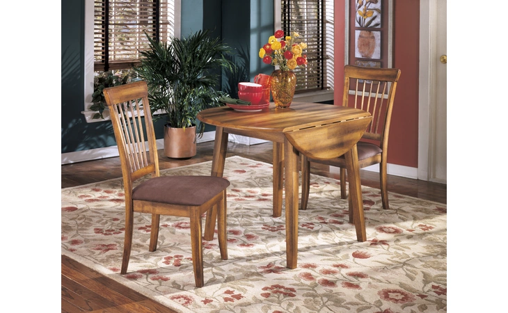 ROUND DRM DROP LEAF TABLE ASHLEY Berringer Rustic Brown D199-15