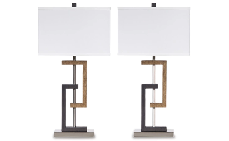 Syler POLY TABLE LAMP (2/CN) ASHLEY Brown/Silver Finish L405284