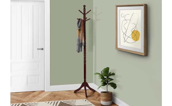 I3058  COAT RACK - 72 H - CHERRY SOLID WOOD TRADITIONAL STYLE
