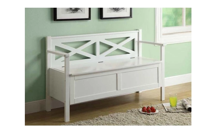 I4504  BENCH - 50L WHITE SOLID WOOD WITH STORAGE