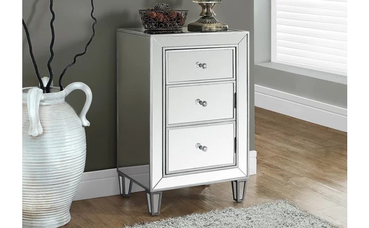 I3706  ACCENT TABLE - 29 H - BRUSHED SILVER - MIRROR